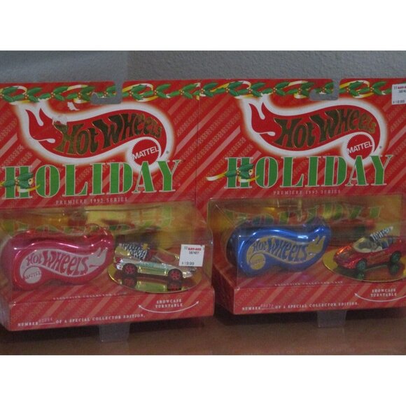 Mattel Hot Wheels Holiday Lot of 2 Chevrolet Camaro Red and Green Banner New - Picture 1 of 4
